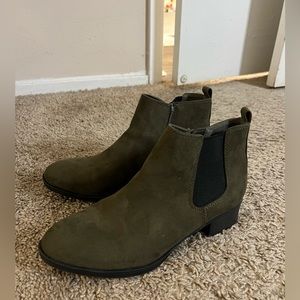 Army green ankle boots